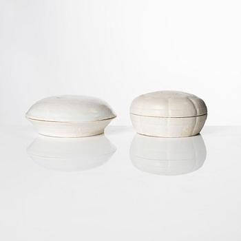 Two qingbai boxes with covers, Song dynasty (960-1279).