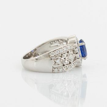 Sapphire and brilliant cut diamond ring.