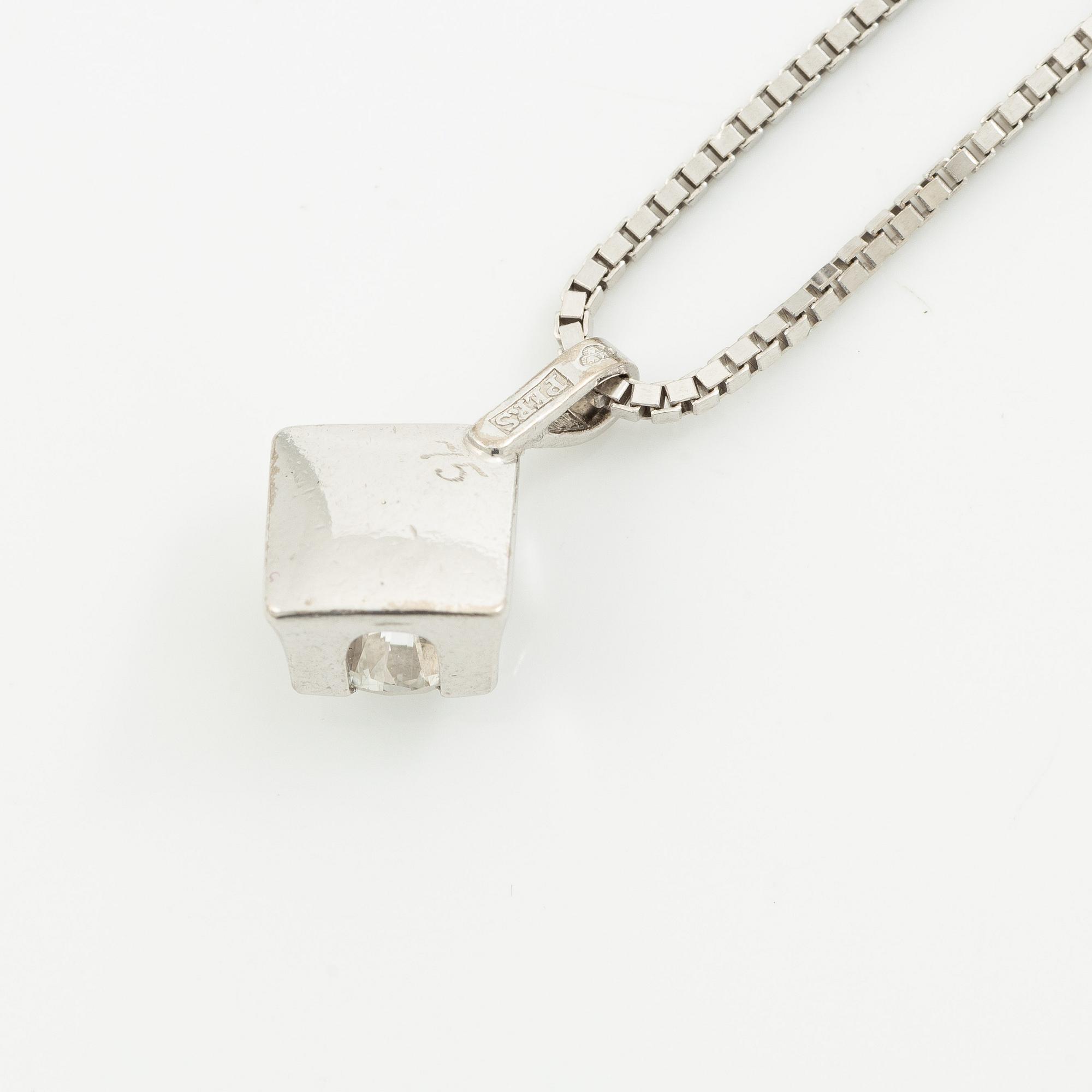 Collier 18K vitguld med rund briljantslipad diamant 0.75 ct.