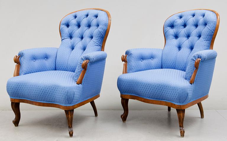 FÅTÖLJER, nyrokoko, 1800-talets slut.