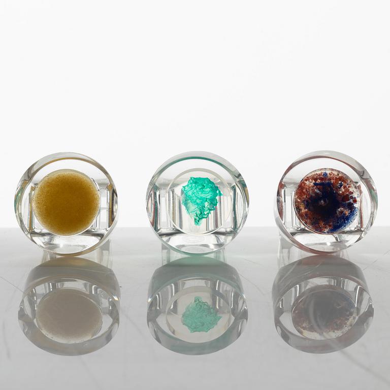 Siv Lagerström, three acrylic plastic rings, 1970s.