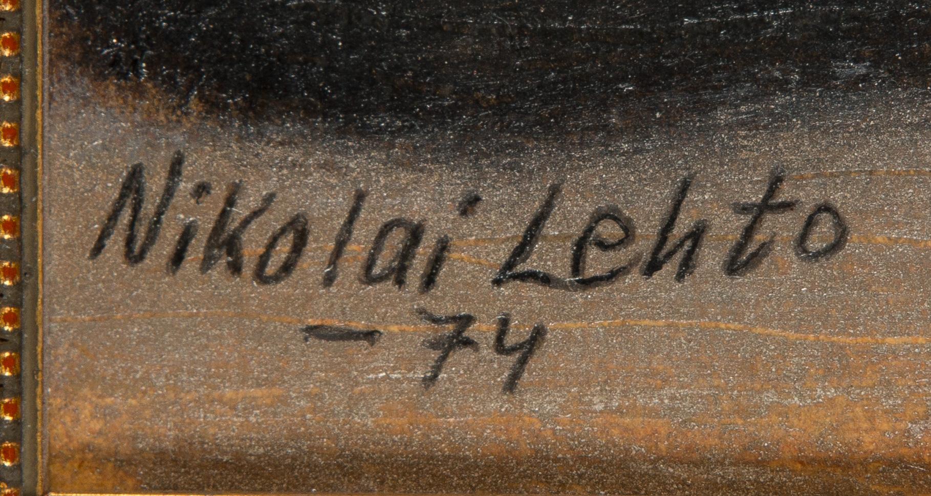 Nikolai Lehto, olja på pannå, signerad och daterad -74.