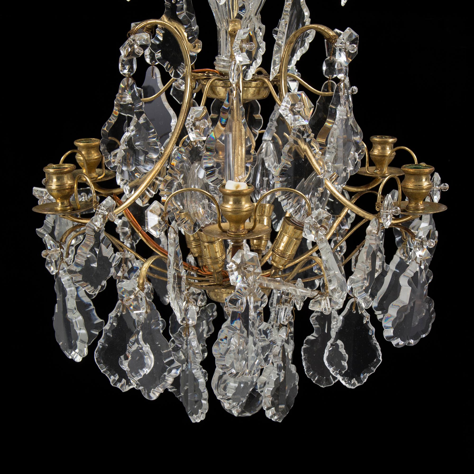 A Rococo style chandeleir, second half of the 20th century. Height ca 56 cm.