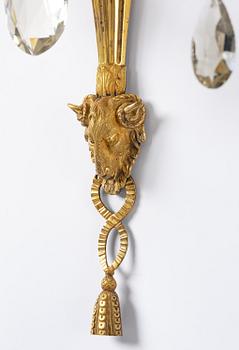 Vägglystrar, ett par, för två ljus, 1800-tal, Louis XVI-stil.