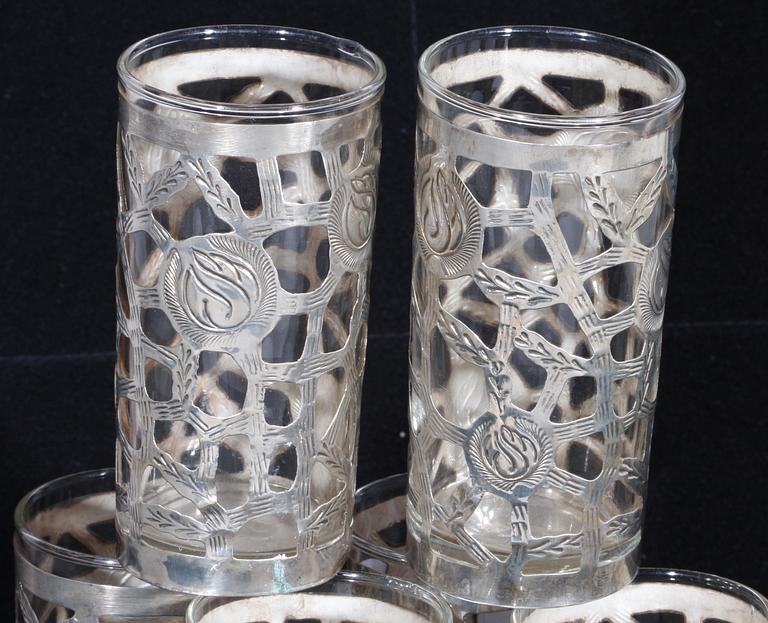 GLAS MED SILVERHÅLLARE, 12 st, sterling silver, Mexico.