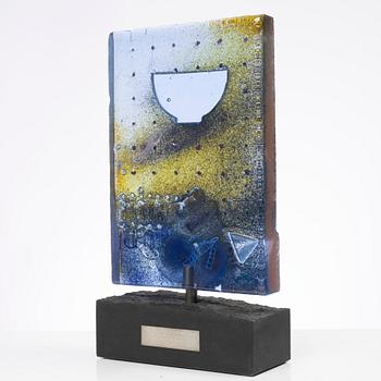 Bertil Vallien, a double sided glass sculpture, numbered 23/30, Kosta Boda, Sweden.