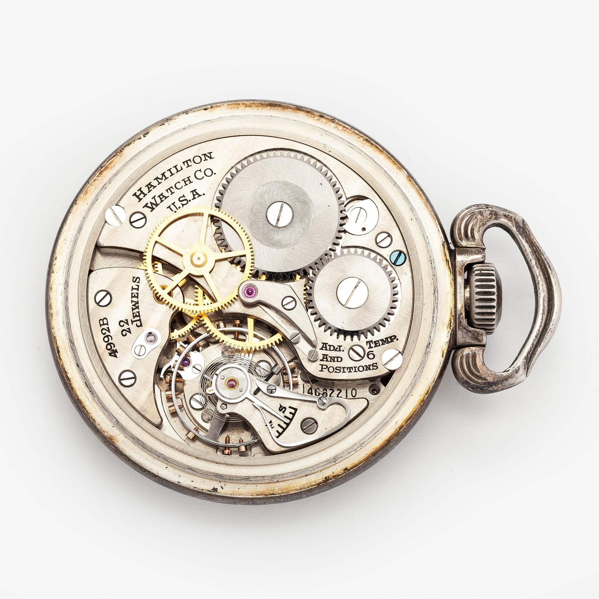 Fickur, Hamilton Watch Co, GCT Military watch, 52 mm,  silver (800), manuell, plastglas.