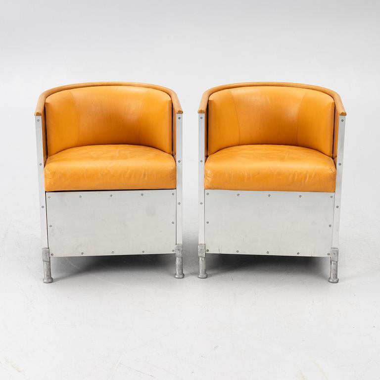 Mats Theselius, fåtöljer, ett par, "Aluminiumfåtölj", Källemo, Värnamo, efter 1990.