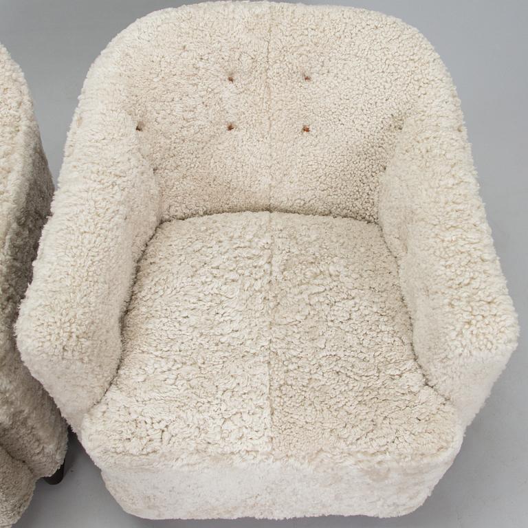 A pair of  1930s/40s. 'Continent' armchairs model 217, Asko, Finland.