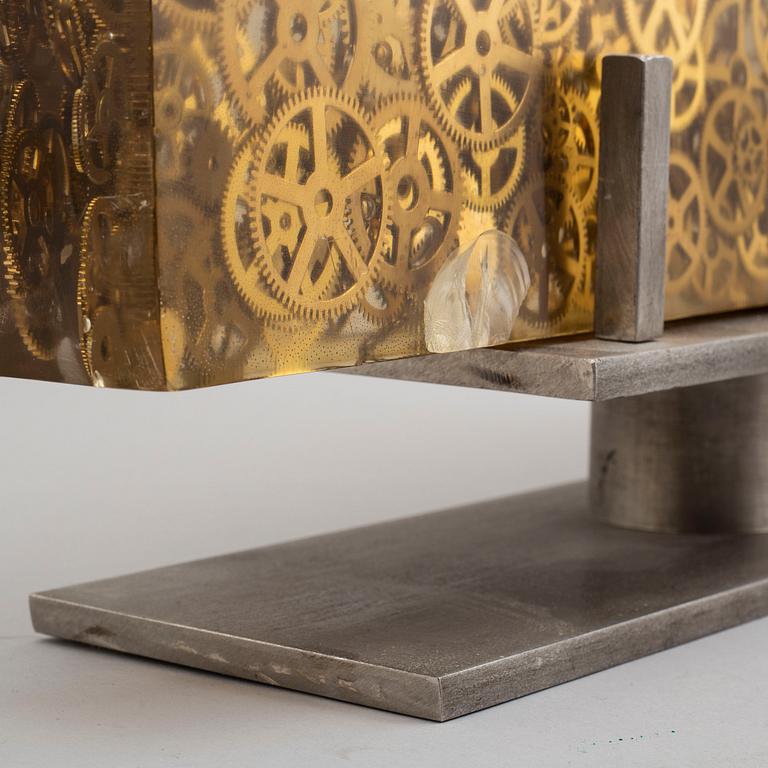 FERNANDEZ ARMAN, skulptur, plexiglas och mässing, signerad Arman.