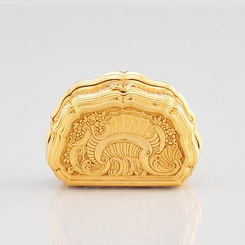 Frantz Bergs, dosa, guld, (verksam i Stockholm 1725-1777) 1700-talets mitt. Rokoko.