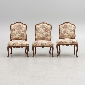 A set of three Louis XV chairs a chassis by Louis Cresson (master in Paris 1738-61).