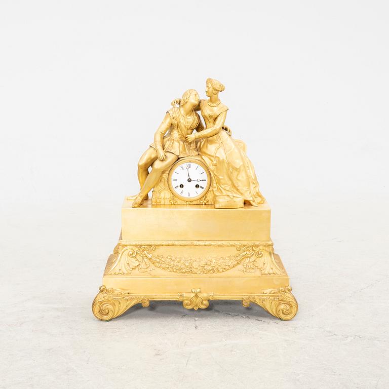 A late Empire table clock mid 1800s/later part.