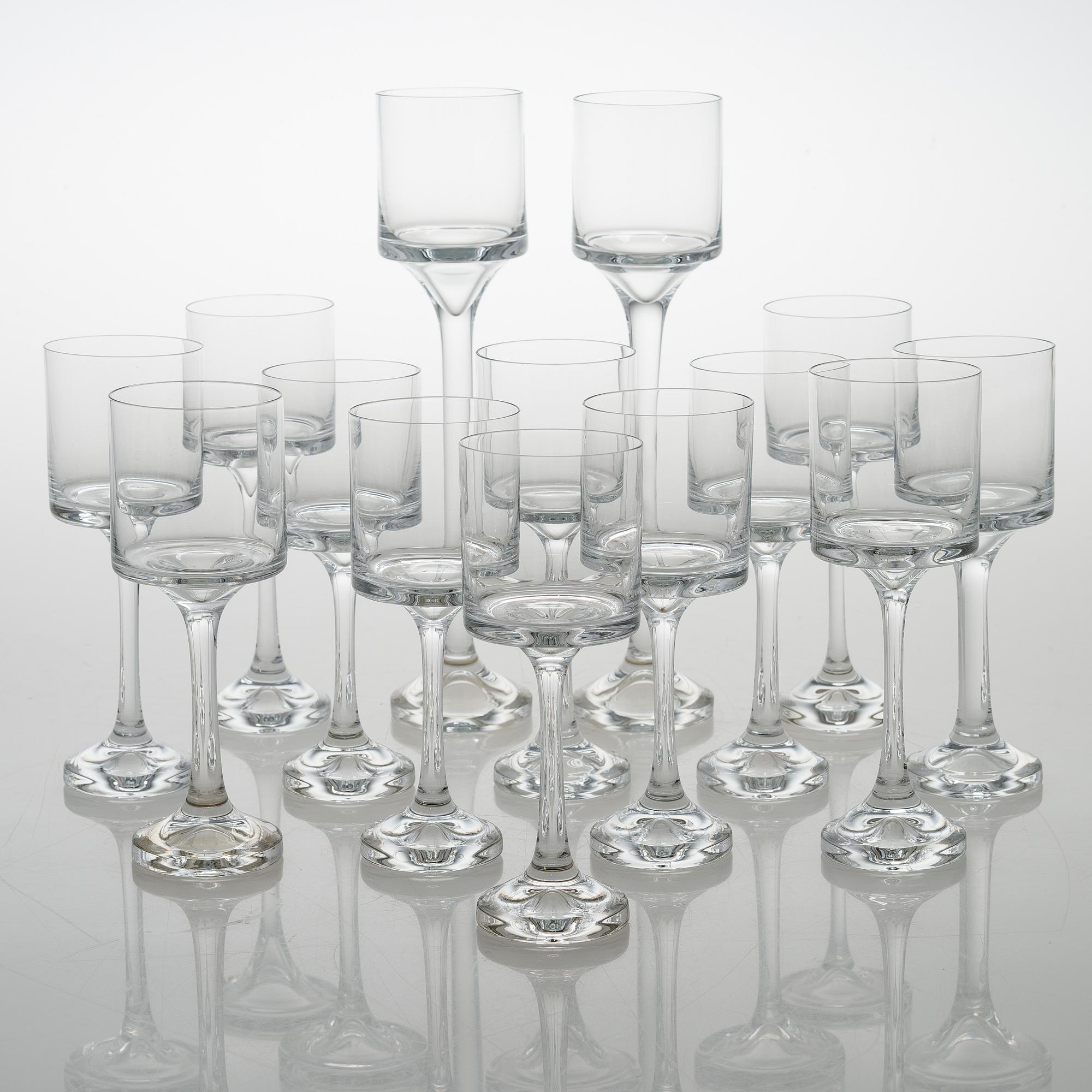 TIMO SARPANEVA, set of 12+2 drinking glasses for Iittala 1979.