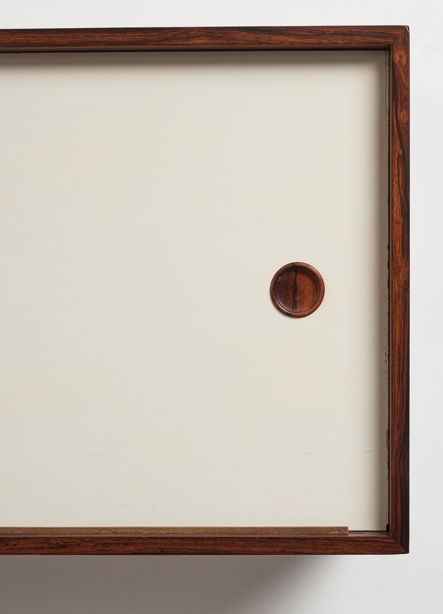 Finn Juhl, a rare wall mounted palisander sideboard, Bovirke, Denmark 1950s.