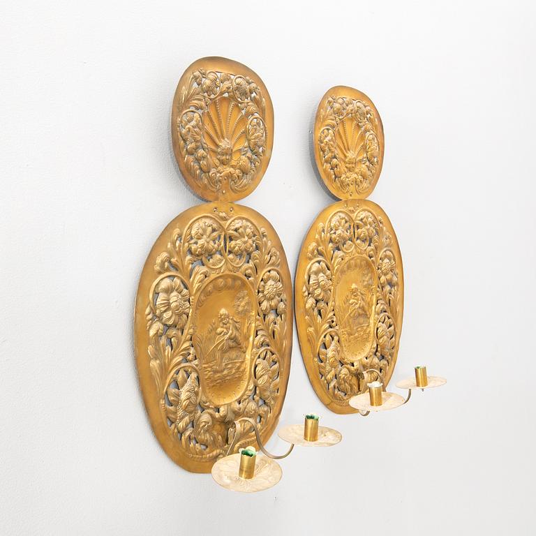 Väggplåtar ett par Barock-stil Joh F Hellström Nyköping omkring 1900.