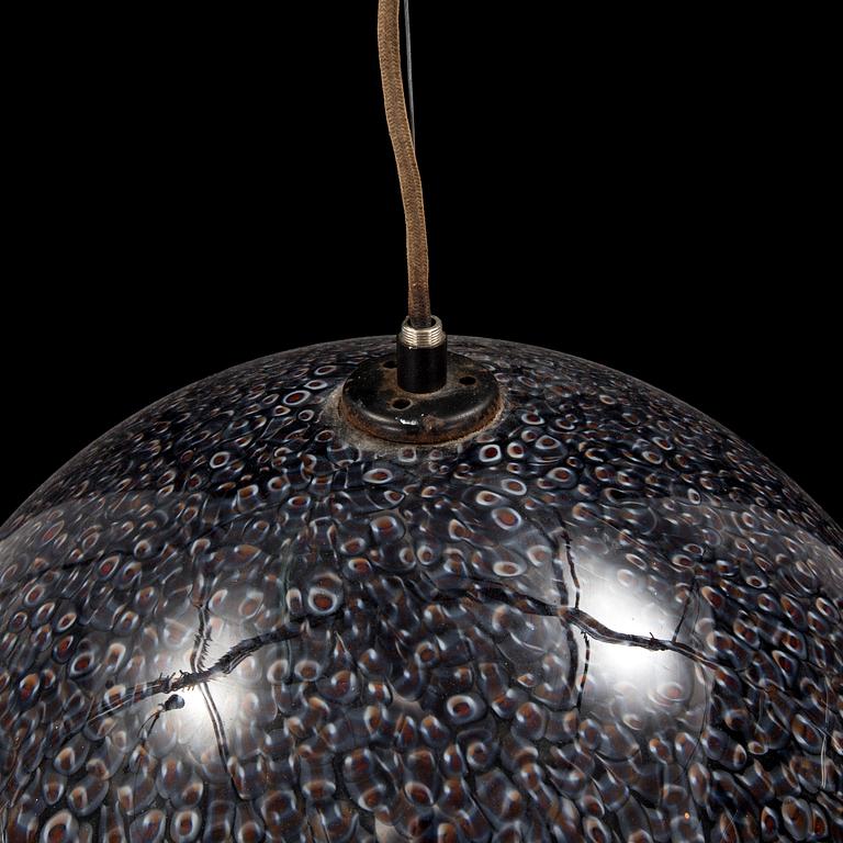 A 1970s VISTOSI half sphere millefiori glass pendant ceiling light, signed.