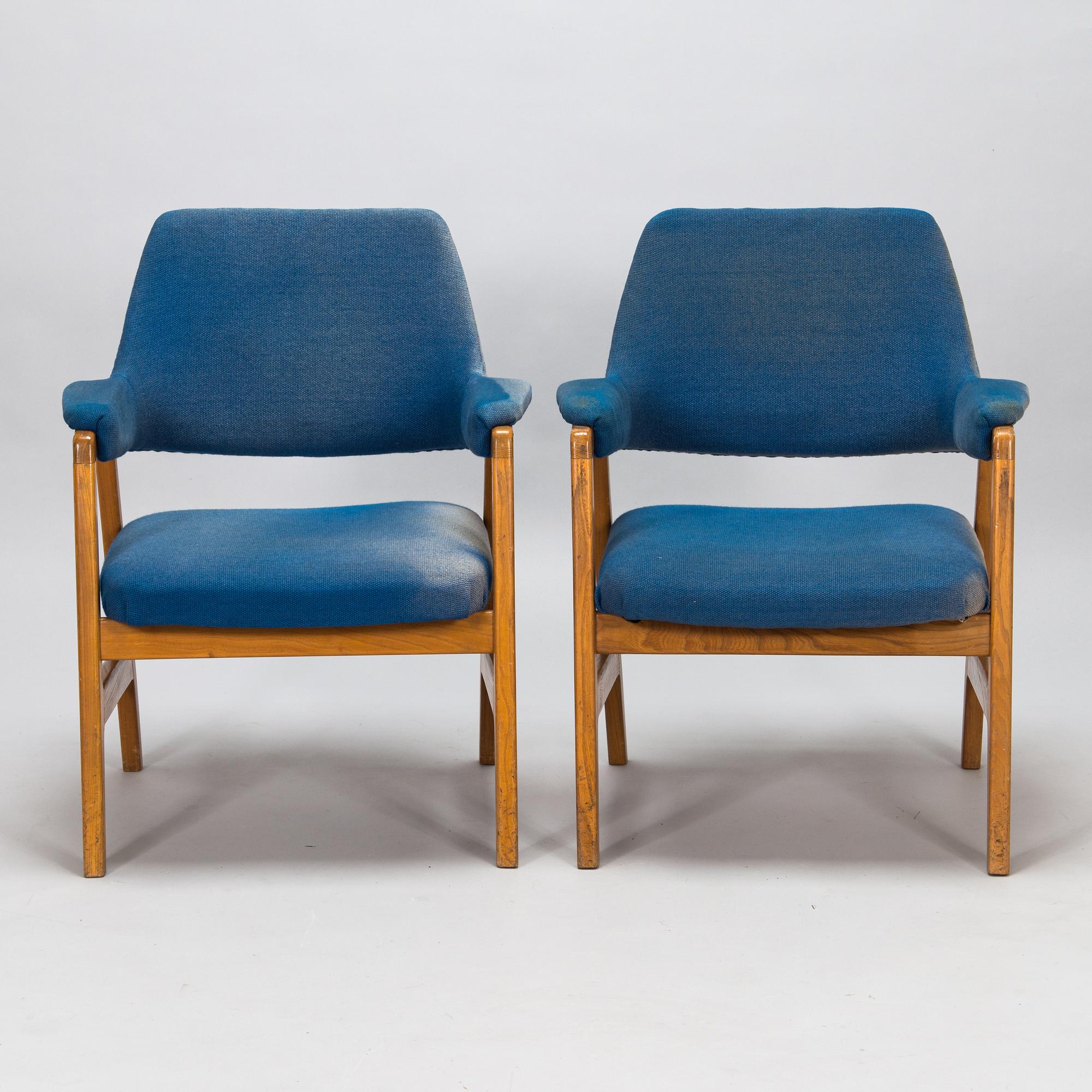 Two armchairs probably by Lasse Ollinkari for Aarne Ervi Architect's office manufacturer Haimi 1952.