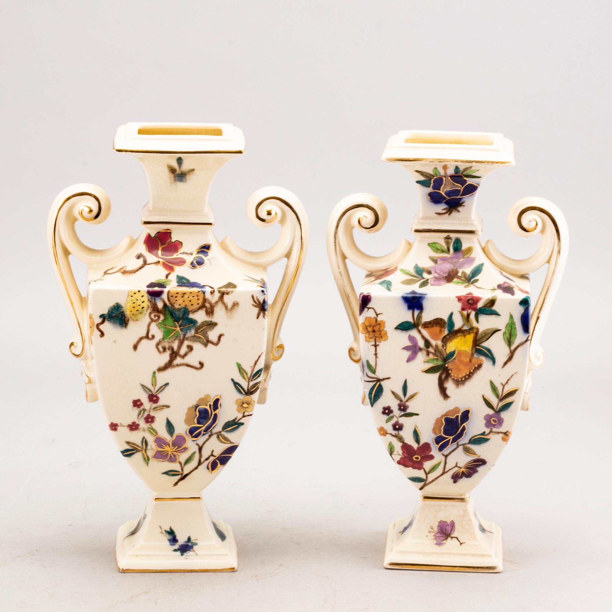 A set of 2 pairs of Rörstrand majolica urns.