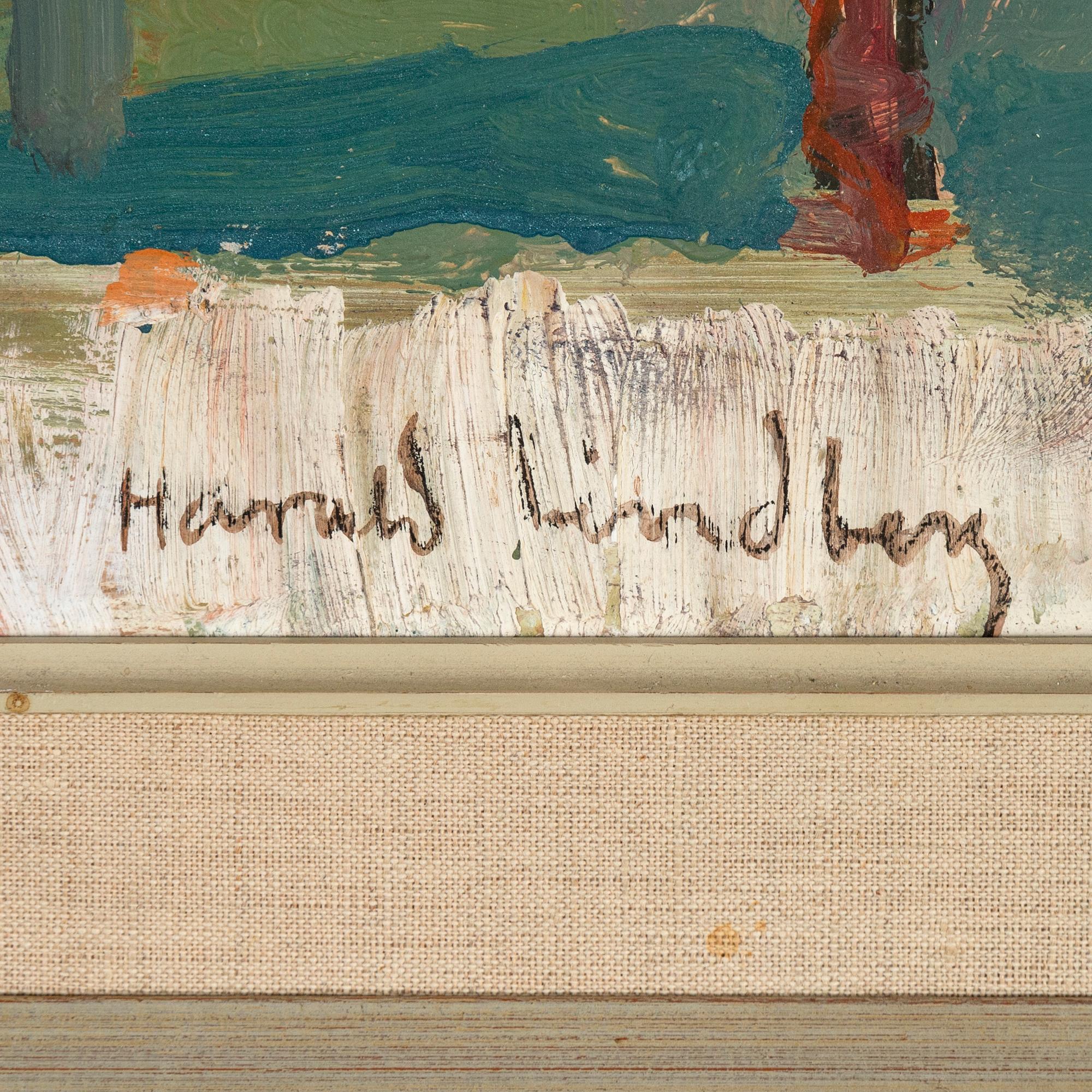 Harald Lindberg, olja på pannå, signerad.