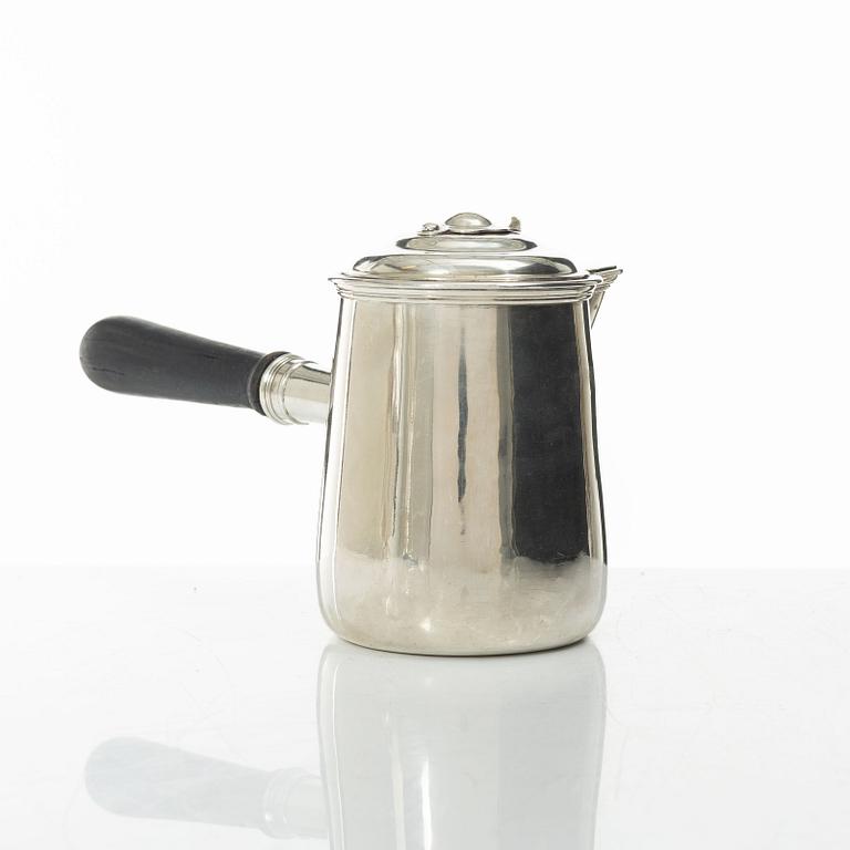 A silver chocolate pot, marks of Abraham IV Drentwett, Augsburg 1757-1759.
