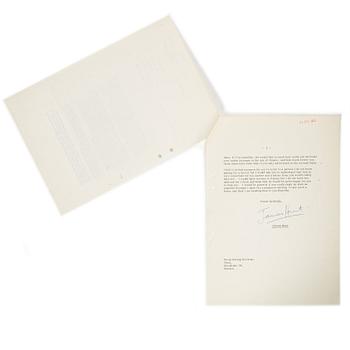 Signed letter from James Hunt to Smog Racing Division, 1969, together with a signed photograph of James Hunt.