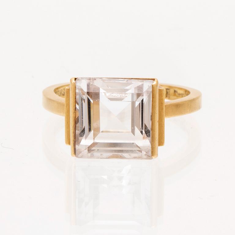 An 18K gold ring set with square step cut topaz by Wiwen Nilsson 1944.