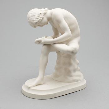SKULPTUR, "Stickan", parian, Gustavsberg, signerad G E.
