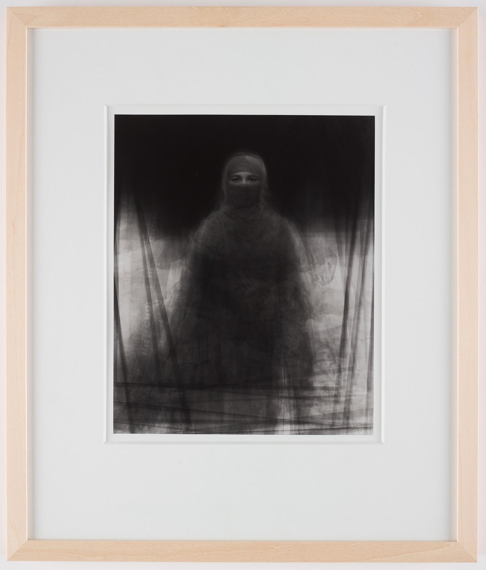 Ken Kitano, "Piling Portraits of 23 Muslim women wearing burkas (Niva, Bagachara, Bangladesh)", 2008.