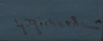 Ludvig Richarde, Two-masted flat-bottomed vessel in haze.