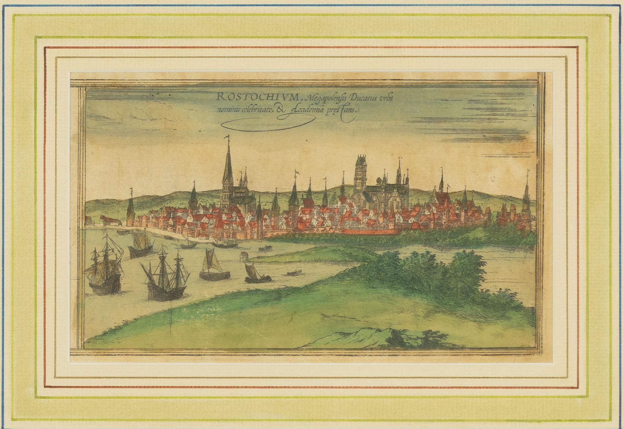 Frans Hogenberg,  Rostock från Sjösidan.