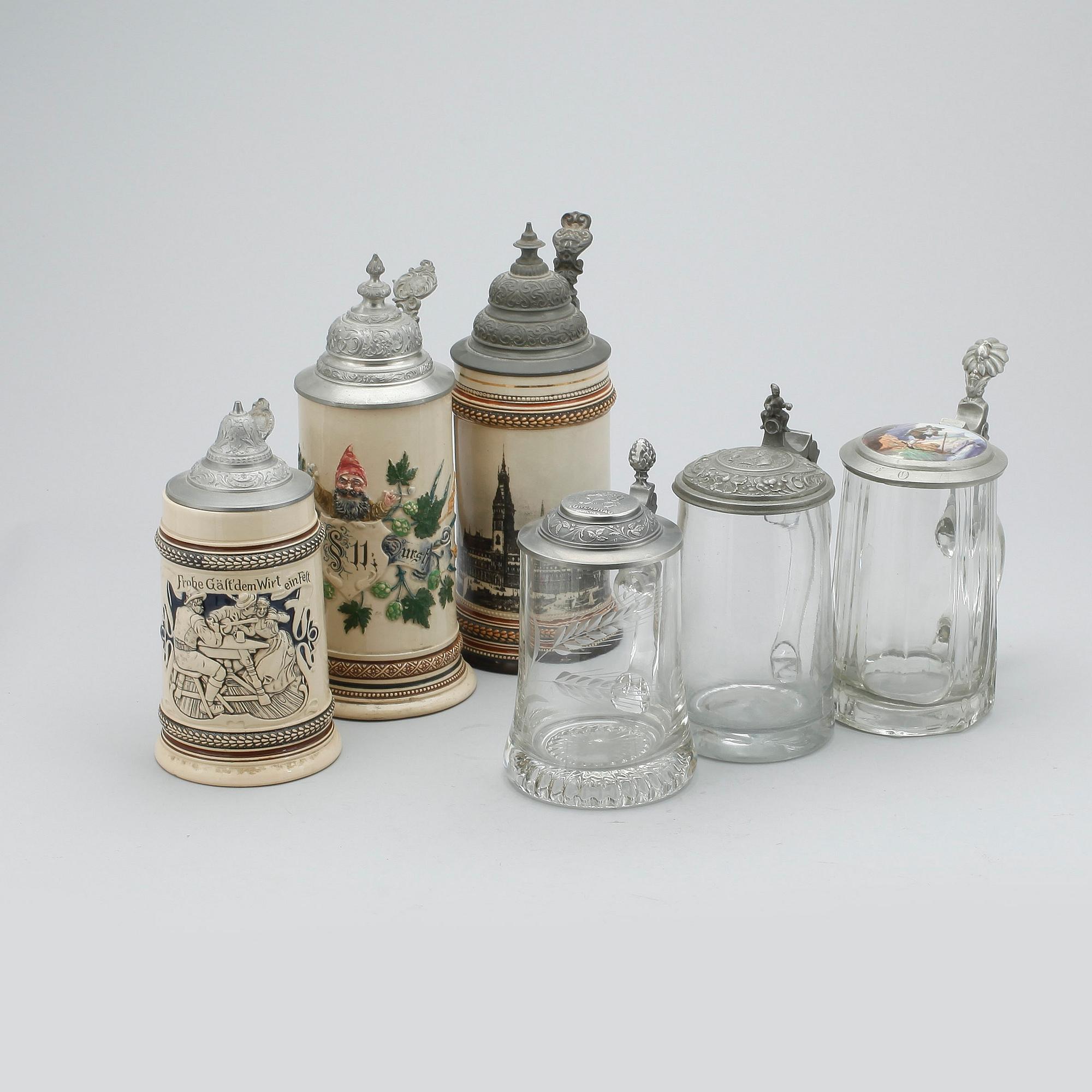 STOP, 6 st, keramik och glas, 1800/1900-tal.