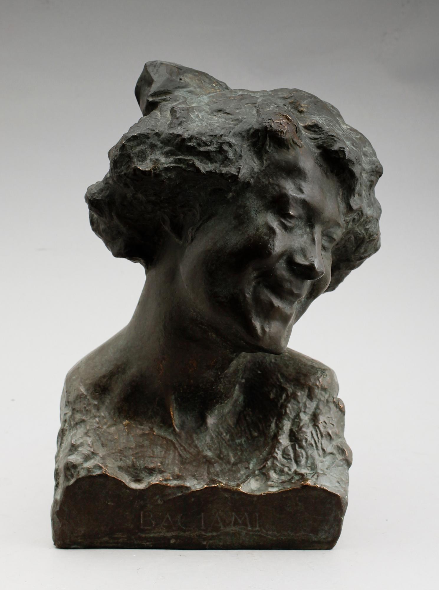 LEONARDO BAZZARO, skulptur, brons, "Baciami", 1800-/1900-tal.