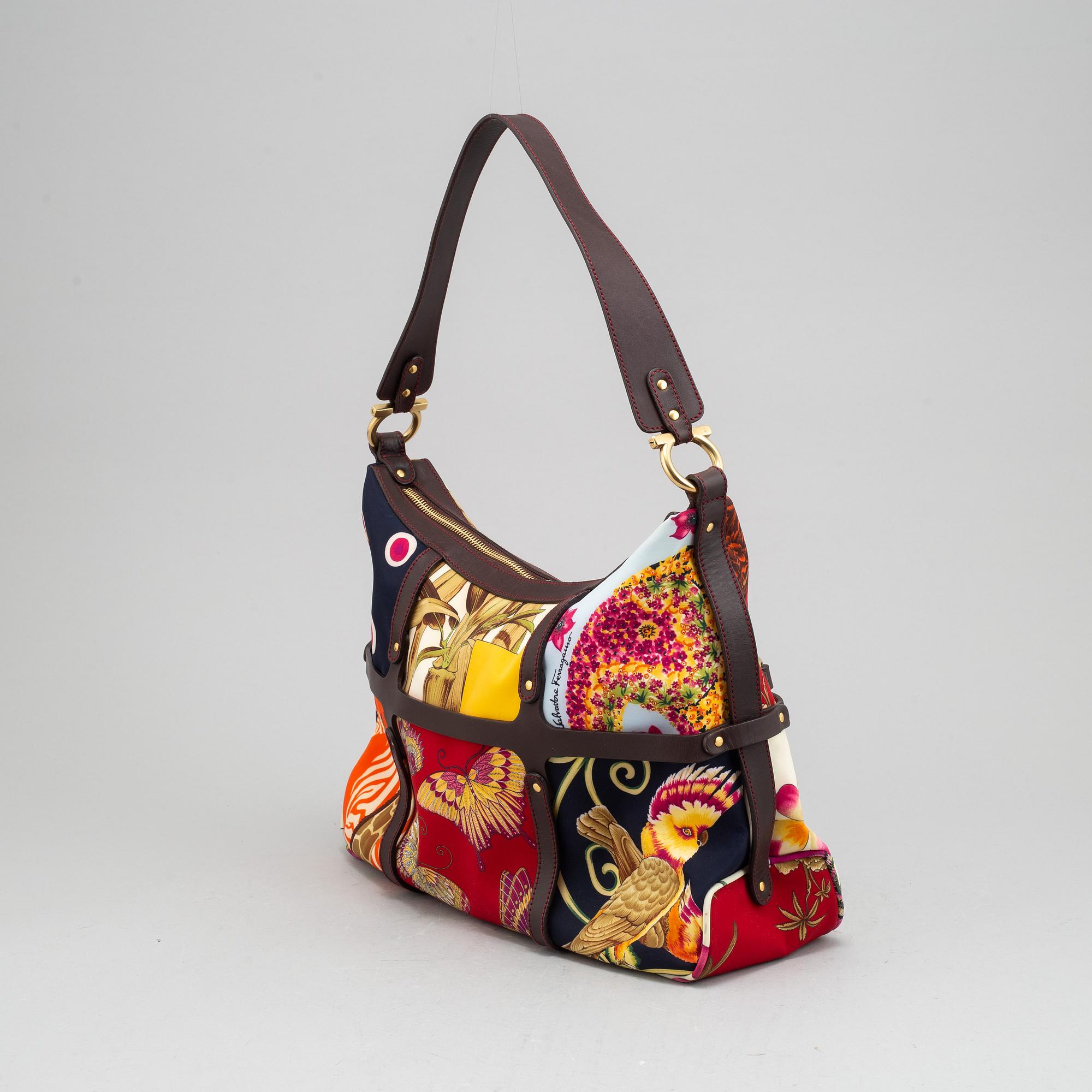 Salvatore Ferragamo,  nylon and leather handbag and wallet.