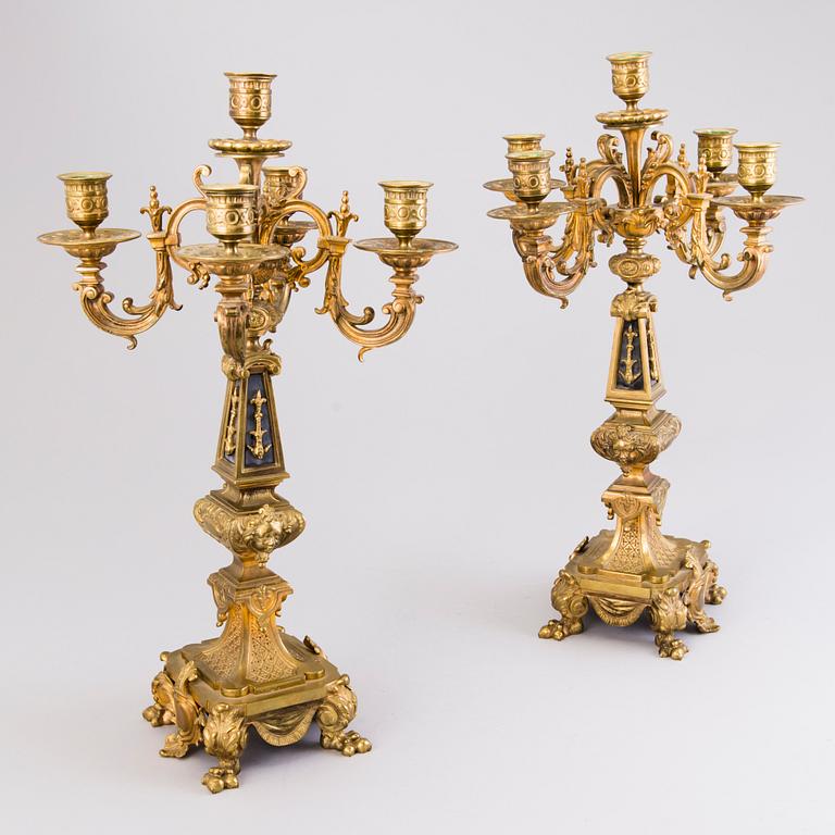 A pair of bronze candelabra from the latter half of the 19th Century.
