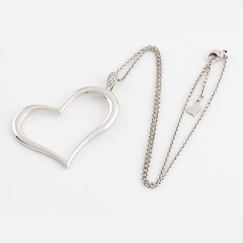 Piaget, 18K white gold and brilliant cut diamond heart necklace.