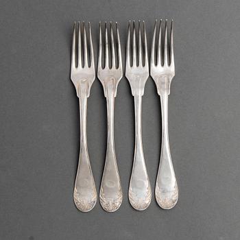 A SET OF 24 AND 12 SWEDISH SILVER FORKS, different makers marks.