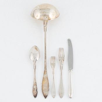 A 52-piece silver flat weat set, "Svenskt Spets", different makers, Sweden, 1910-27.