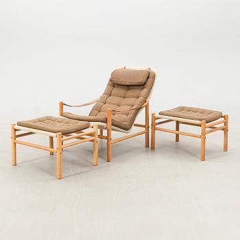 Bror Boije, armchair with 2 footstools, "Junker Hög" for Dux, 1970s.