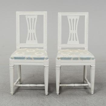 A pair of Gustavian chairs, late 18th century.