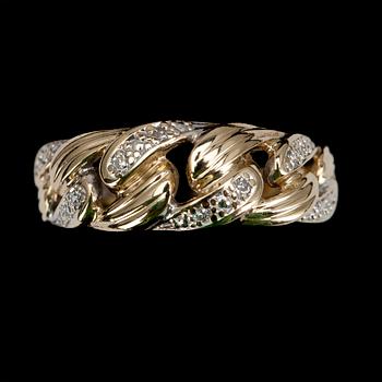 RING, guld 14K, 6 små diamanter, finska stämplar. 1900-talets slut. Vikt 3,5 g.
