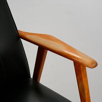 A 1950/60s arm chair and stool.