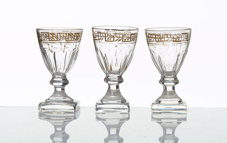VINGLAS, 12 stycken, snarlika. Ryssland, kejserliga glas manufakturen, 1800-tal.