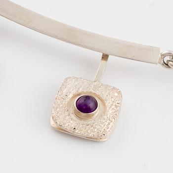 Arvo Saarela, silver and cabocon cut amethyst necklace.