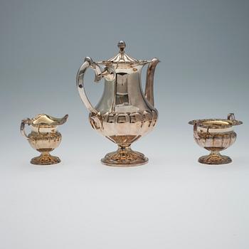 KAFFESERVIS, 3 delar, silver, Hopea Oy, Helsingfors 1962. Vikt 1066 g.