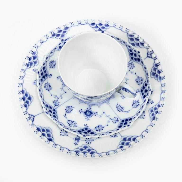 Royal Copenhagen, a 77-piece porcelain dinner service, 'Blue Fluted', full lace, Denmark, 1950's-70's.