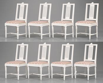 352. STOLAR, åtta stycken snarlika (6+2). Sengustaviansk Lindome.