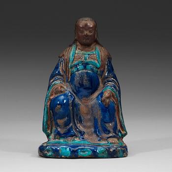 448. A Fahua seated figure of Zhenwu, Ming dynasty (1368-1644).