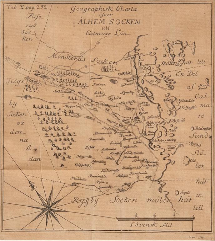 Map, "Geographical chart of Ålhem parish in Calmar County", 18th century.