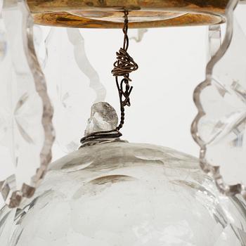 A Swedish Baroque mid 18th century six-light chandelier.